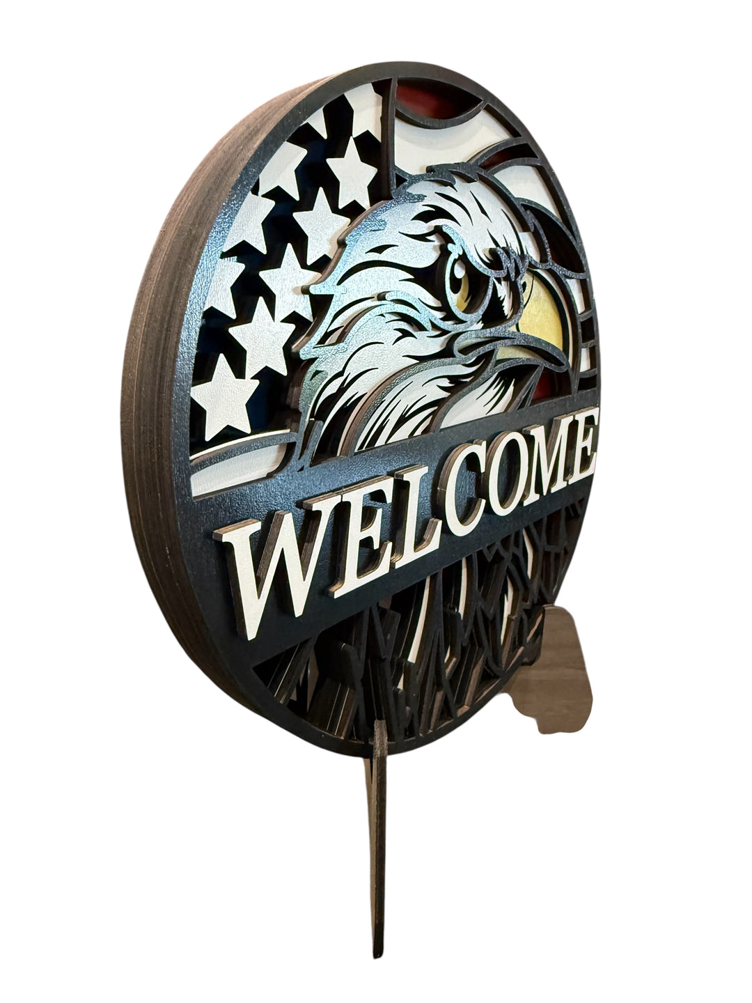 [PRE-ORDER] American Eagle Handmade 3D Wooden Welcome Sign | Made in the USA [SHIPS IN 2-3 WEEKS]