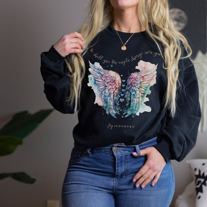 He Shall Give His Angels Charge Over You - Unisex Crew-Neck Sweatshirt   Sweatshirt Joy & Country
