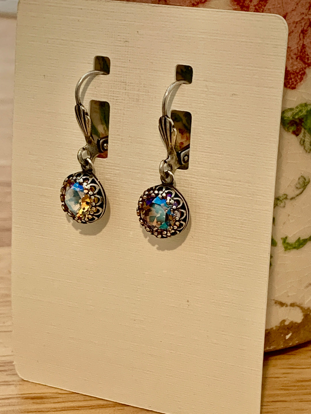 [PRE-ORDER] Timeless Charm Antique-Style Crystal With Shell Detail Lever-Back Earrings [SHIPS IN 1-2 WEEKS]