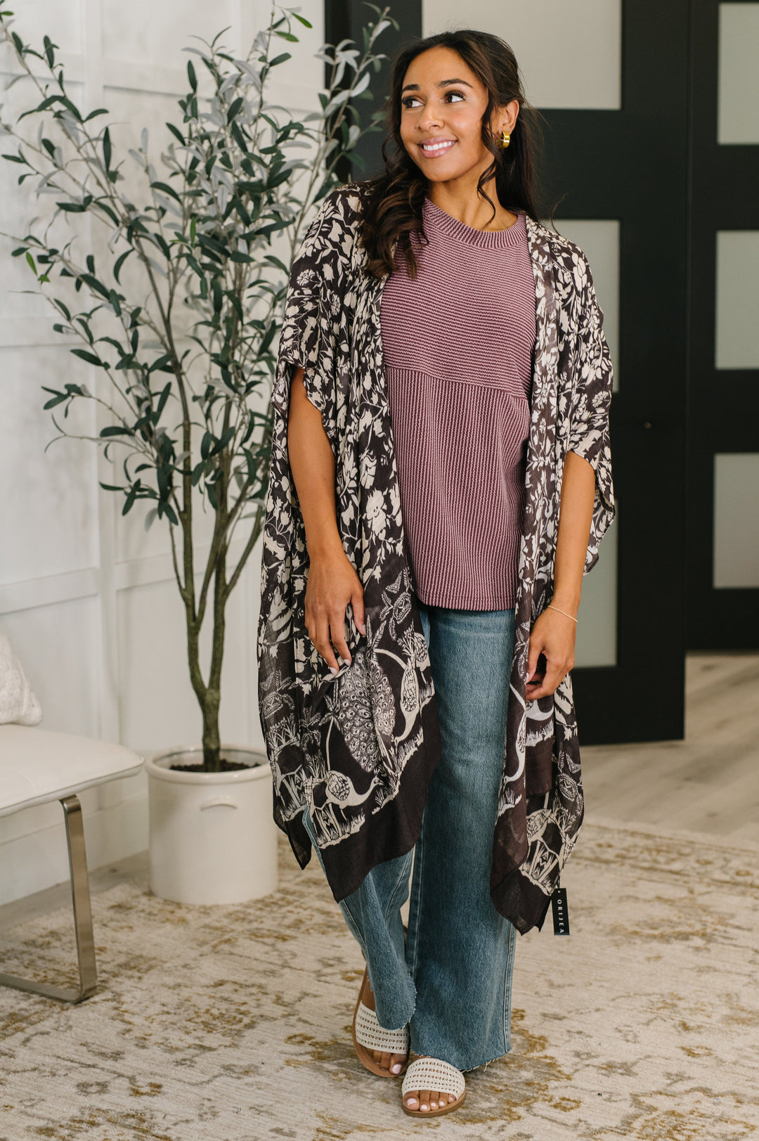 Bella Vida Open Front Floral Print Kimono   Womens Joy & Country