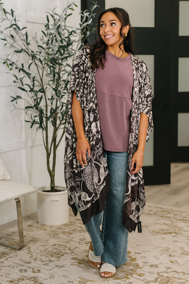 Bella Vida Open Front Floral Print Kimono   Womens Joy & Country