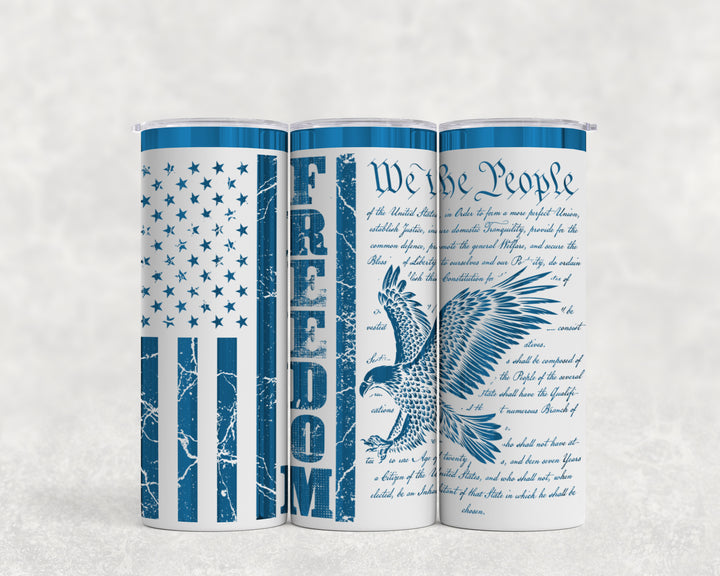 [PRE-ORDER] USA Freedom - We The People Eagle (Premium Blue) - 20 oz. Stainless Steel Laser-Engraved Skinny Tumbler [SHIPS IN 1-2 WEEKS]