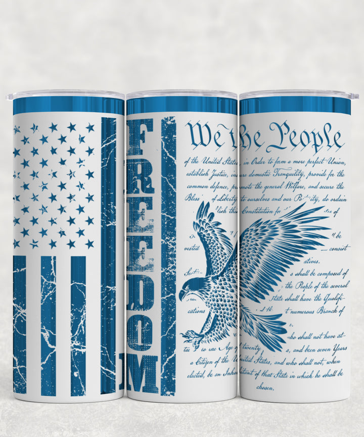 [PRE-ORDER] USA Freedom - We The People Eagle (Premium Blue) - 20 oz. Stainless Steel Laser-Engraved Skinny Tumbler [SHIPS IN 1-2 WEEKS]