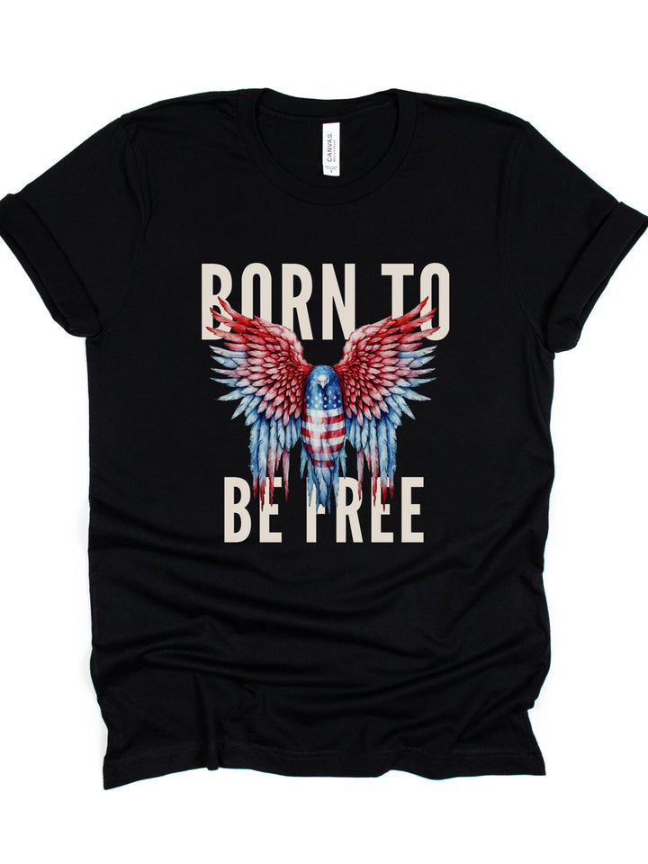 Born To Be Free - Watercolor USA Eagle - Unisex Crew-Neck Tee