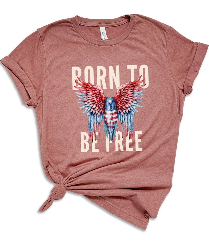 Born To Be Free - Watercolor USA Eagle - Unisex Crew-Neck Tee