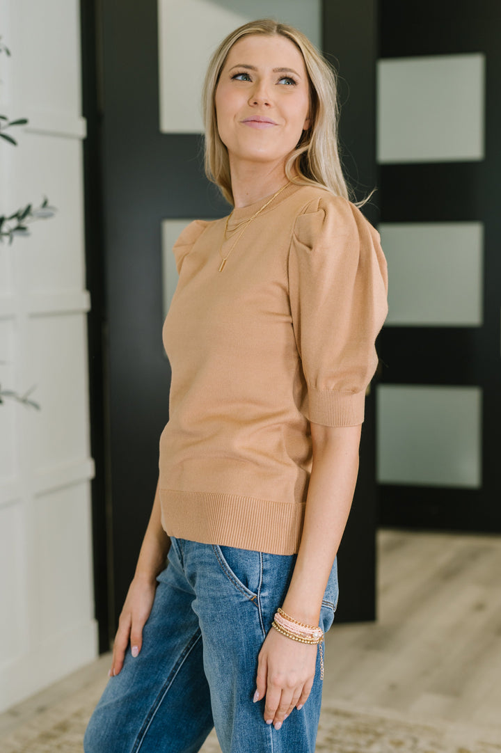 Casually Classy Puff Sleeve Blouse in Brush   Womens Joy & Country