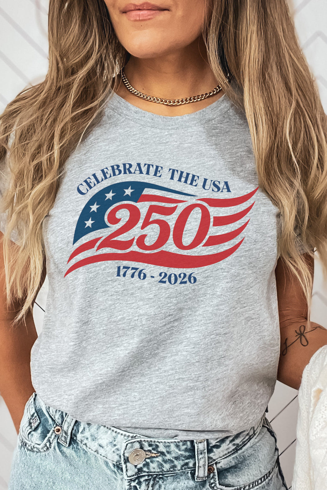 Celebrate The USA 250th Anniversary Flag 1776-2026 - Unisex Crew-Neck Tee   T-Shirt Joy & Country