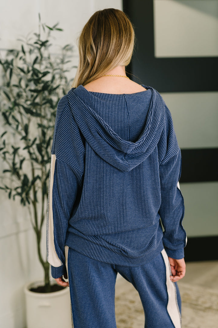 Certified Chiller Contrast Stripe Hoodie in Navy   Womens Joy & Country