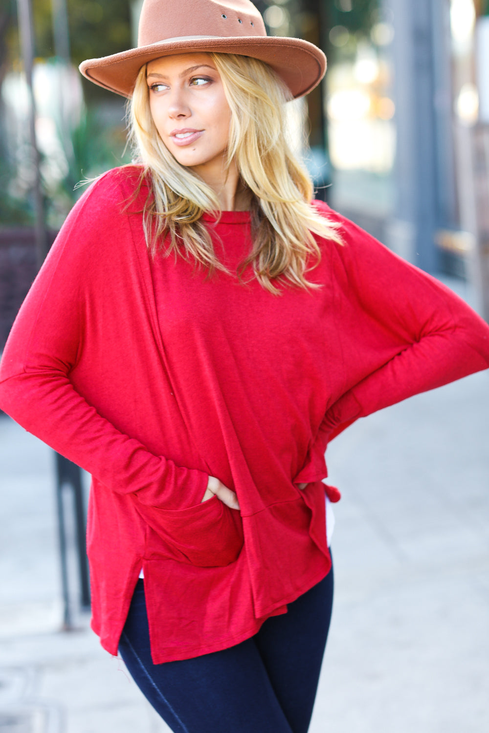Soft & Sublime Dolman Sweater Top - Red