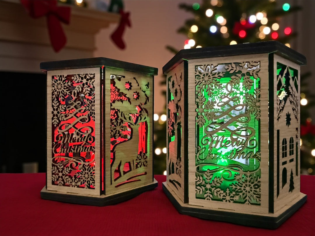[PRE-ORDER] Handmade 3D Christmas Scenes Wooden Lantern W/ Tea Light | Made in the USA [SHIPS IN 1-2 WEEKS]