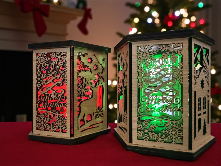 [PRE-ORDER] Handmade 3D Christmas Scenes Wooden Lantern W/ Tea Light | Made in the USA [SHIPS IN 1-2 WEEKS]