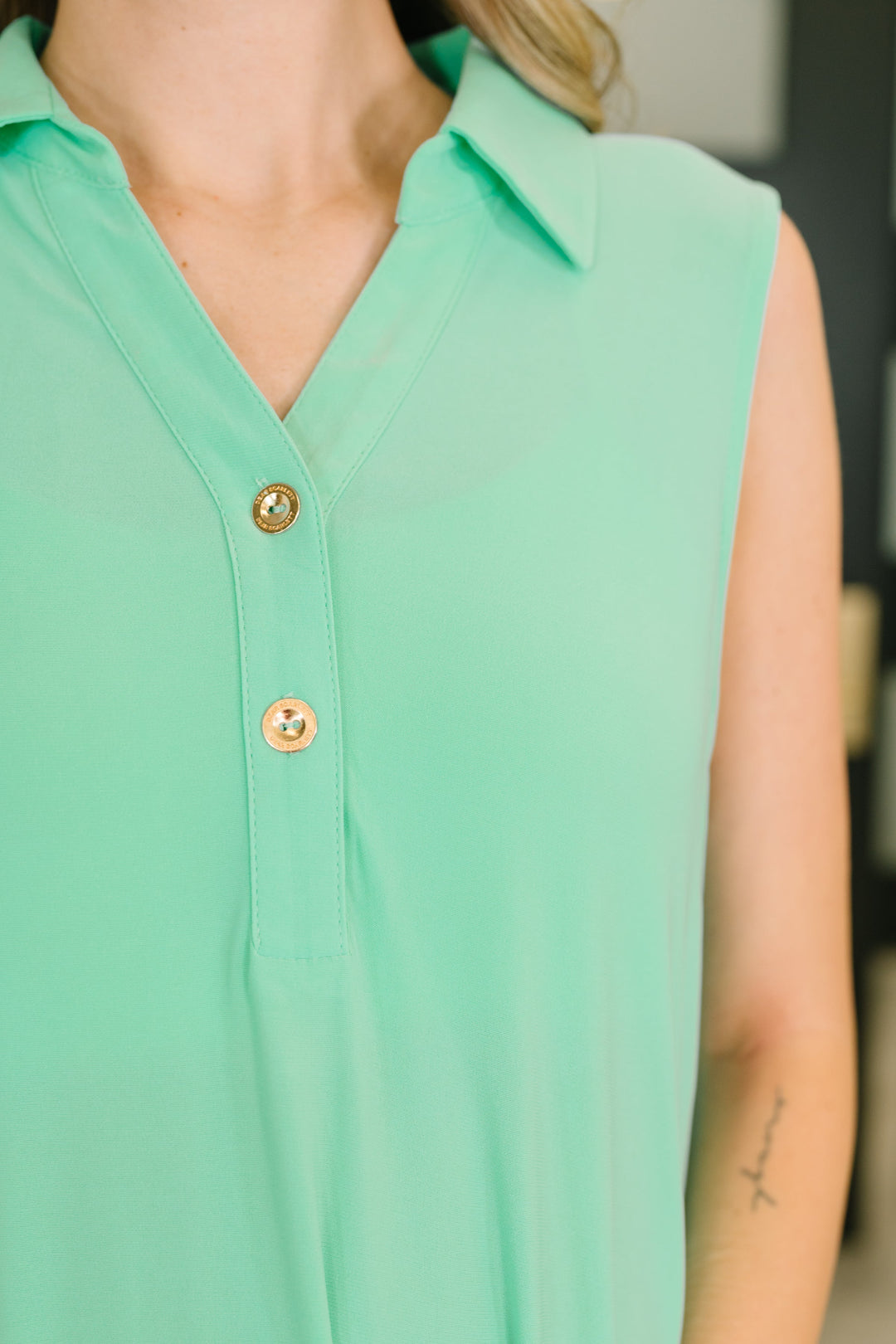 Coral Sands Collared Tank Dress in Aqua Mint   Womens Joy & Country