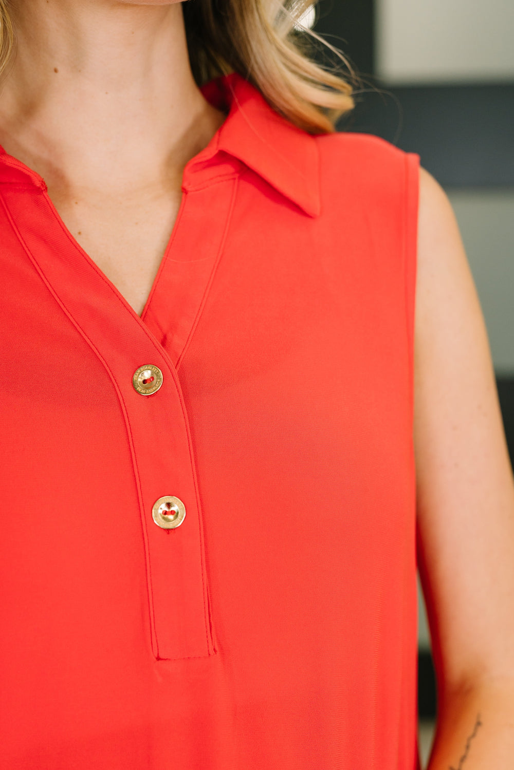 Coral Sands Collared Tank Dress in Tomato Red   Womens Joy & Country