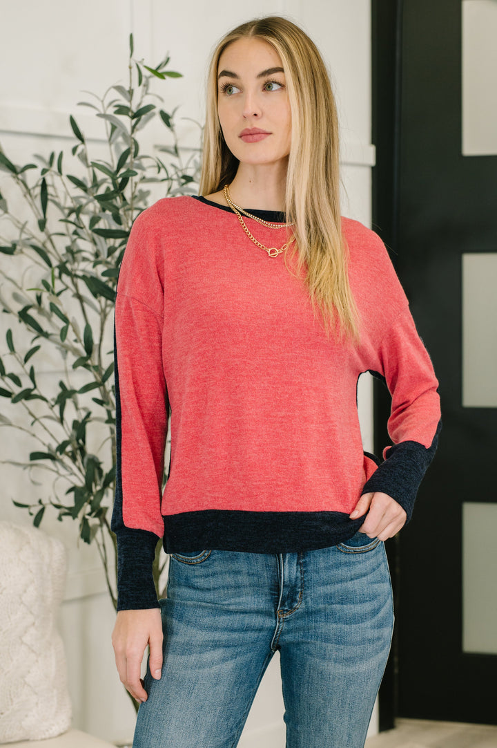 Balanced Tones Color Block Long Sleeve Top