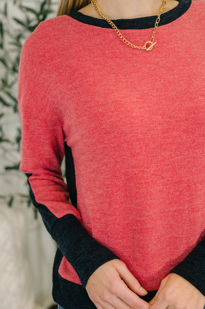Balanced Tones Color Block Long Sleeve Top