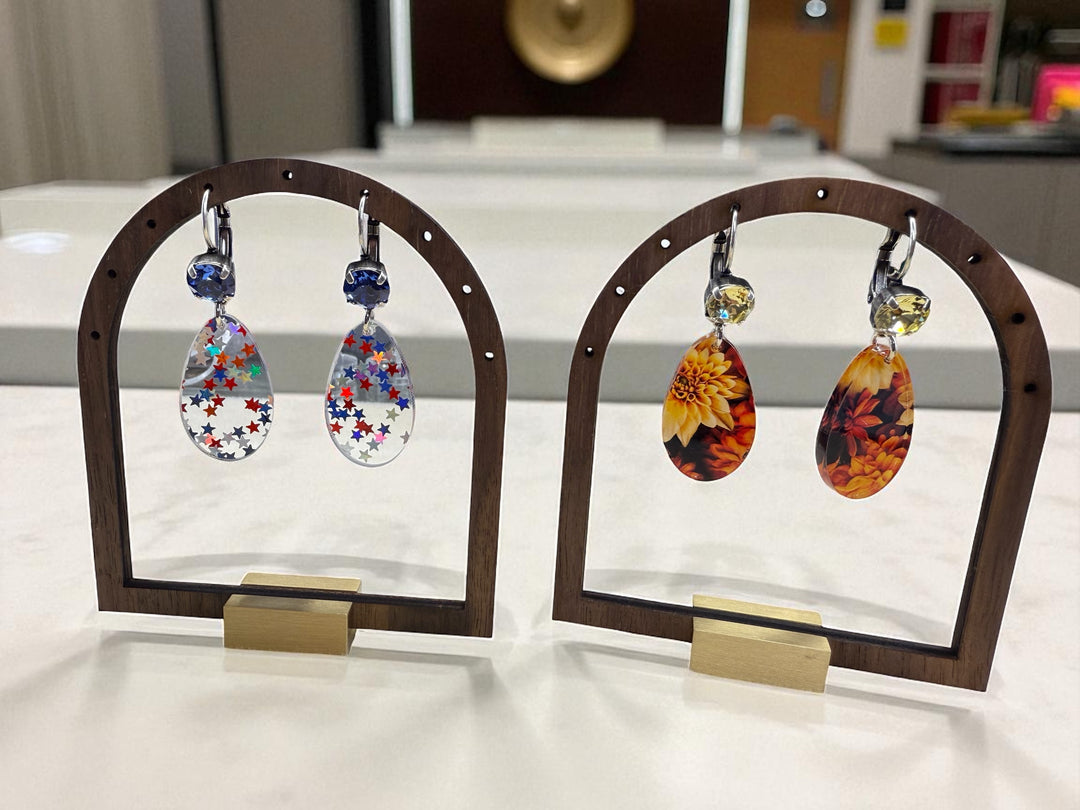 [PRE-ORDER] Crystal Acrylic Tear Drop Lever-Back Earrings [SHIPS IN 1-2 WEEKS]