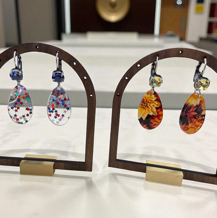 [PRE-ORDER] Crystal Acrylic Tear Drop Lever-Back Earrings [SHIPS IN 1-2 WEEKS]