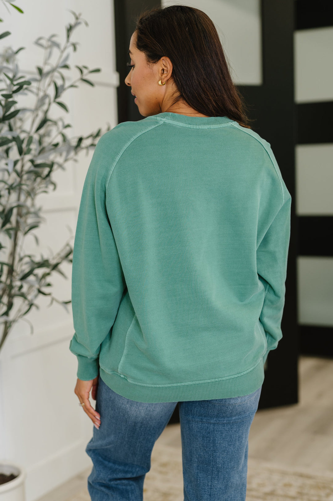 Daily Ease Mineral Wash Pullover in Dark Green   Womens Joy & Country