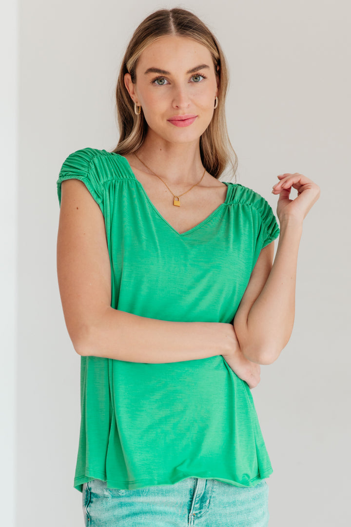 Keeping It Cool - Ruched Top - Emerald