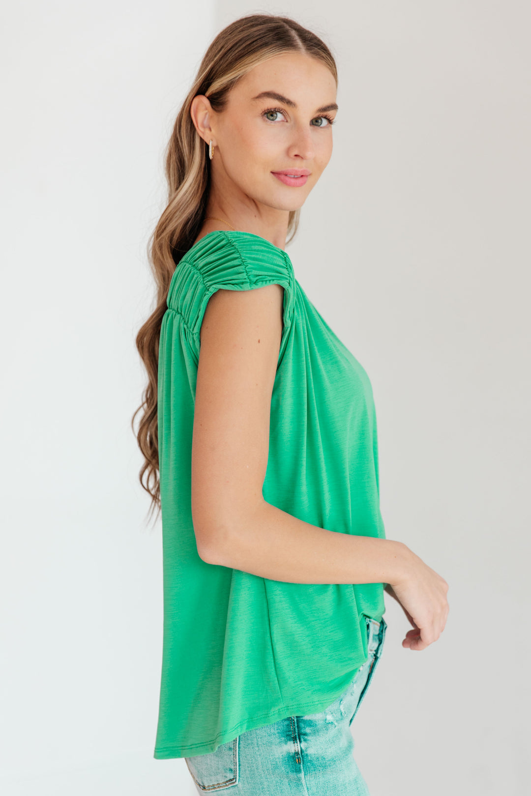 Keeping It Cool - Ruched Top - Emerald