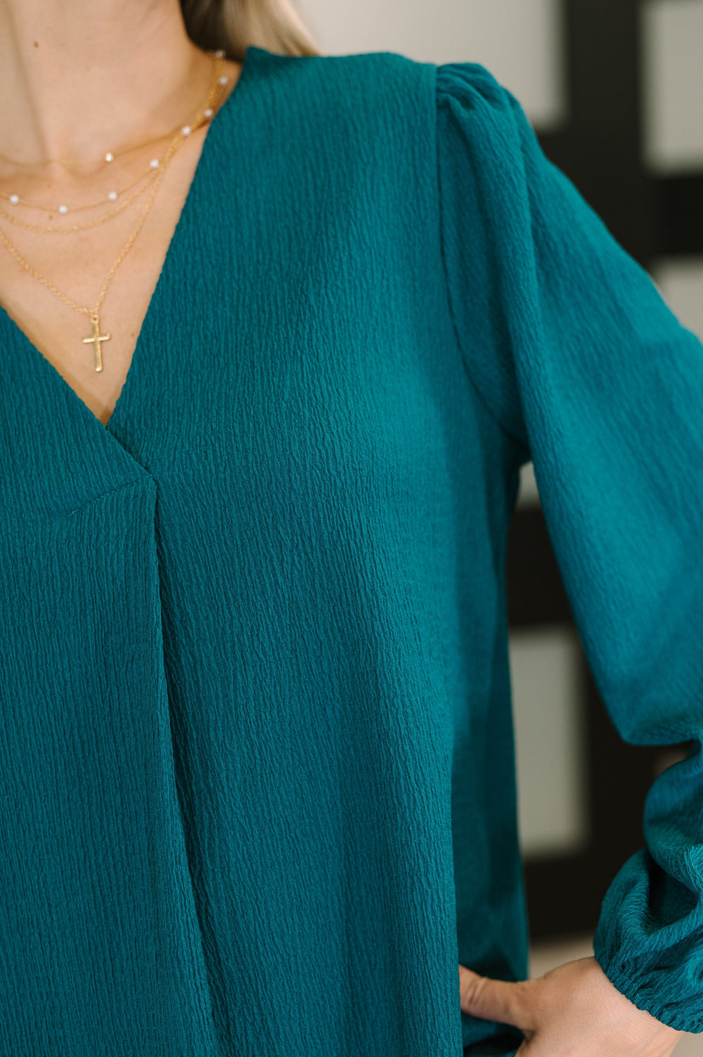 Desk to Dinner V-Neck Balloon Sleeve Blouse   Womens Joy & Country