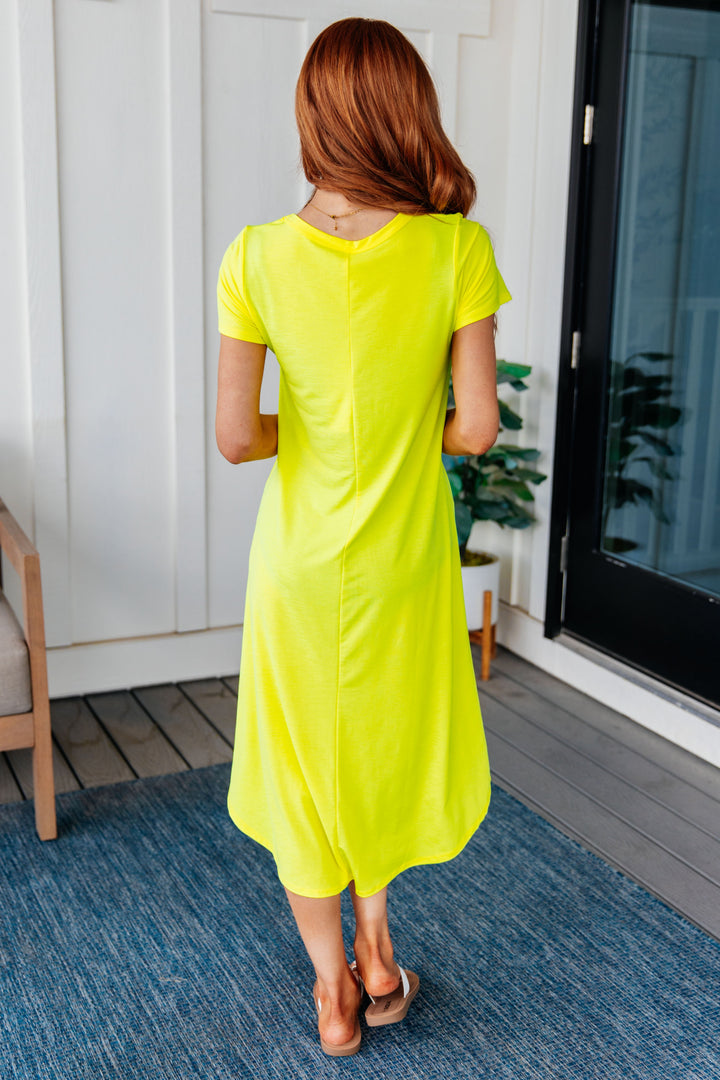 Dolman Sleeve Maxi Dress/ Bathing Suit Coverup - Neon Yellow