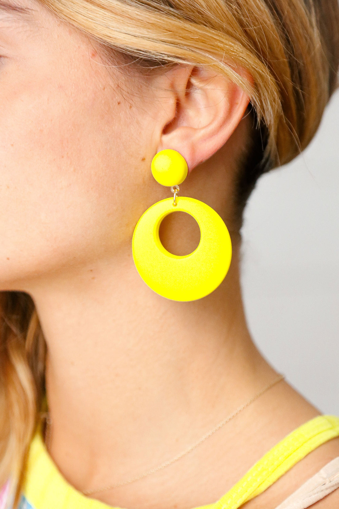 Open Circle Earrings - Lemon