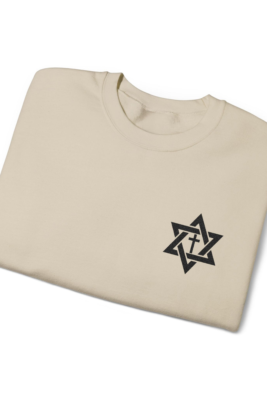 [Embroidered] Star of David With Cross - Unisex Crew-Neck Sweatshirt - Joy & Country