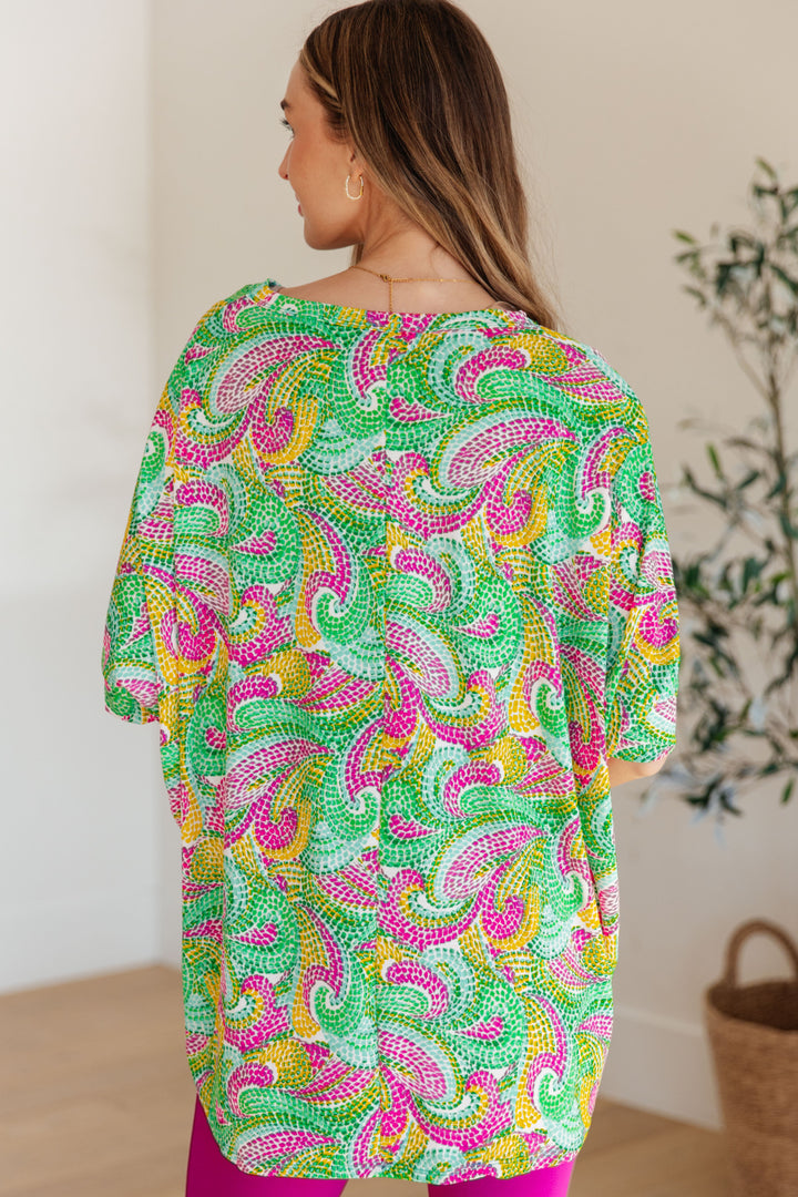 Essentially You Batwing Top - Painted Green and Pink