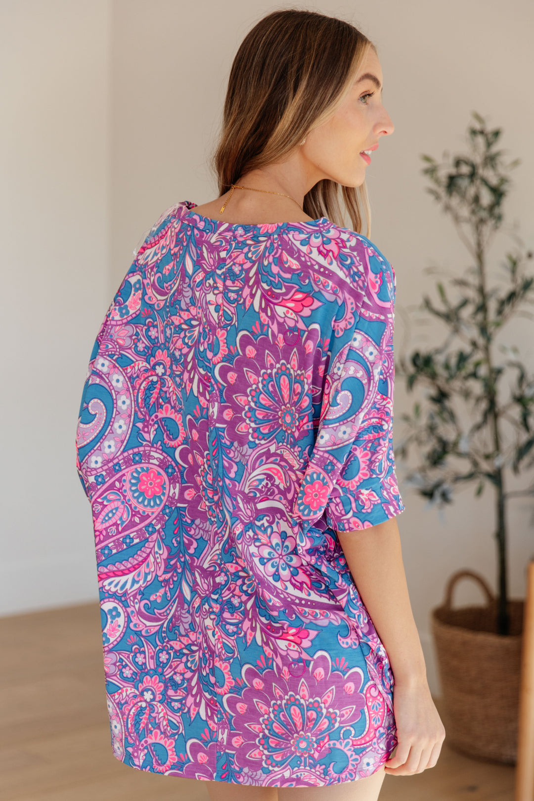 Essentially You Batwing Top - Purple Paisley