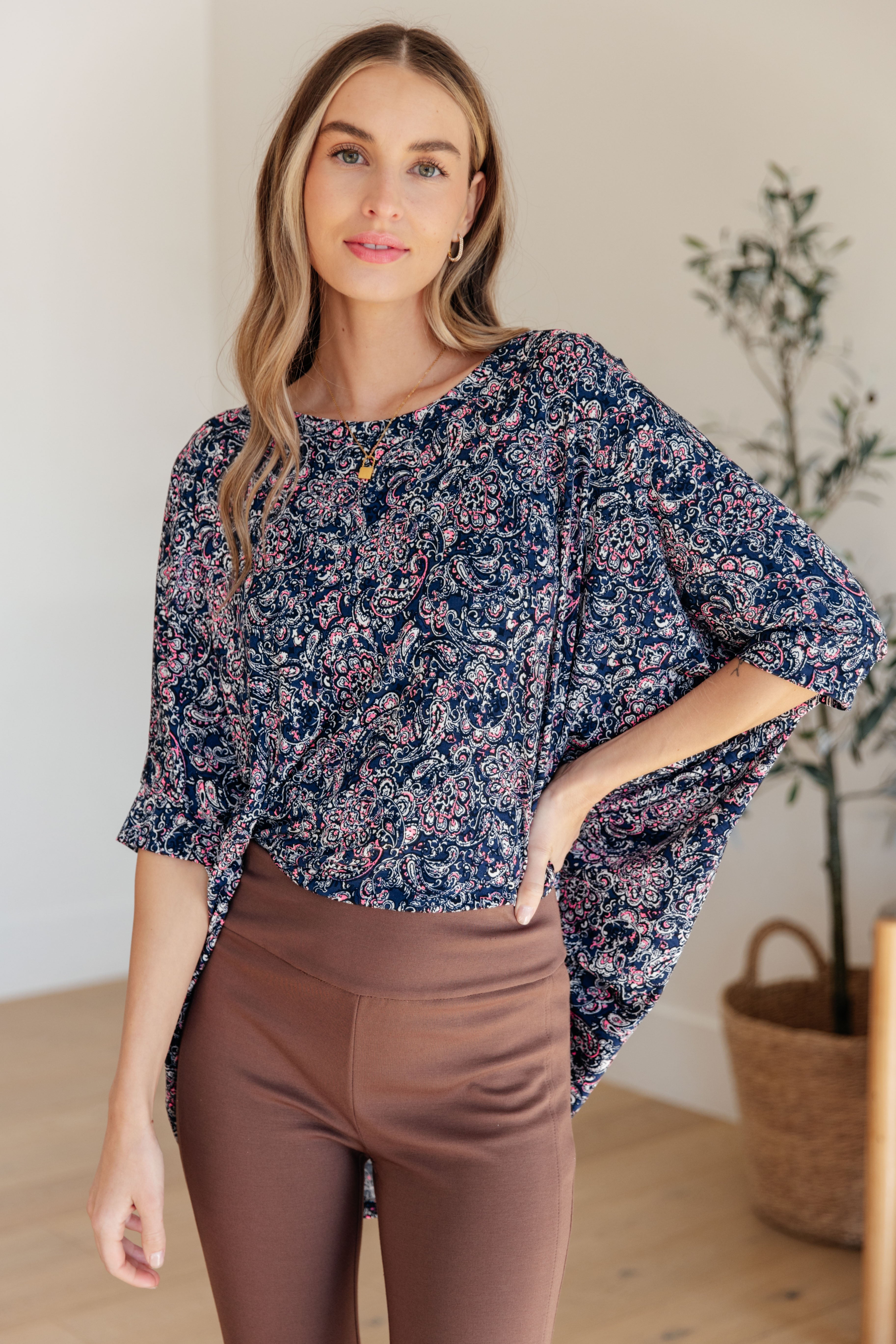 navy batwing top