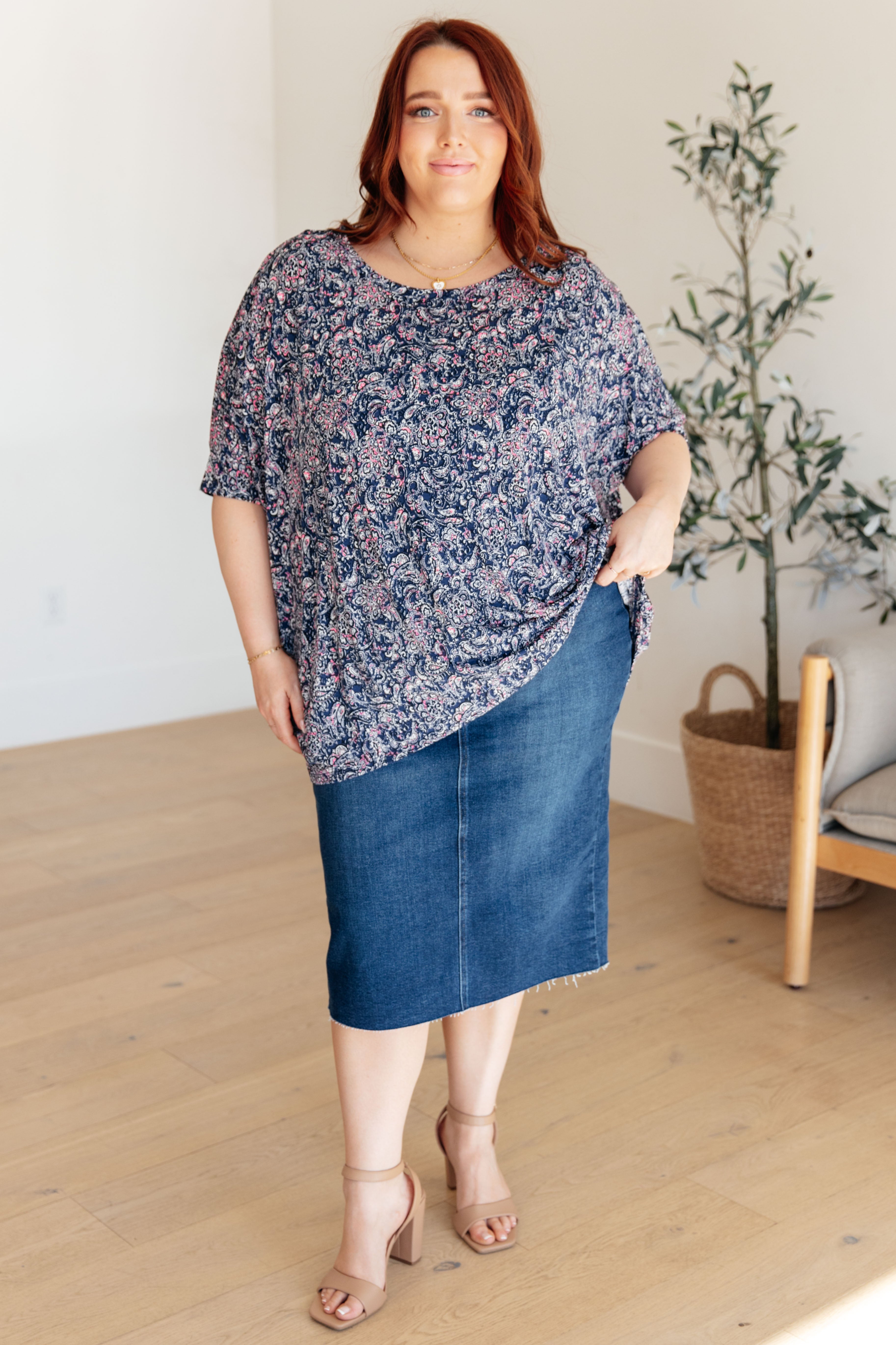 navy batwing top