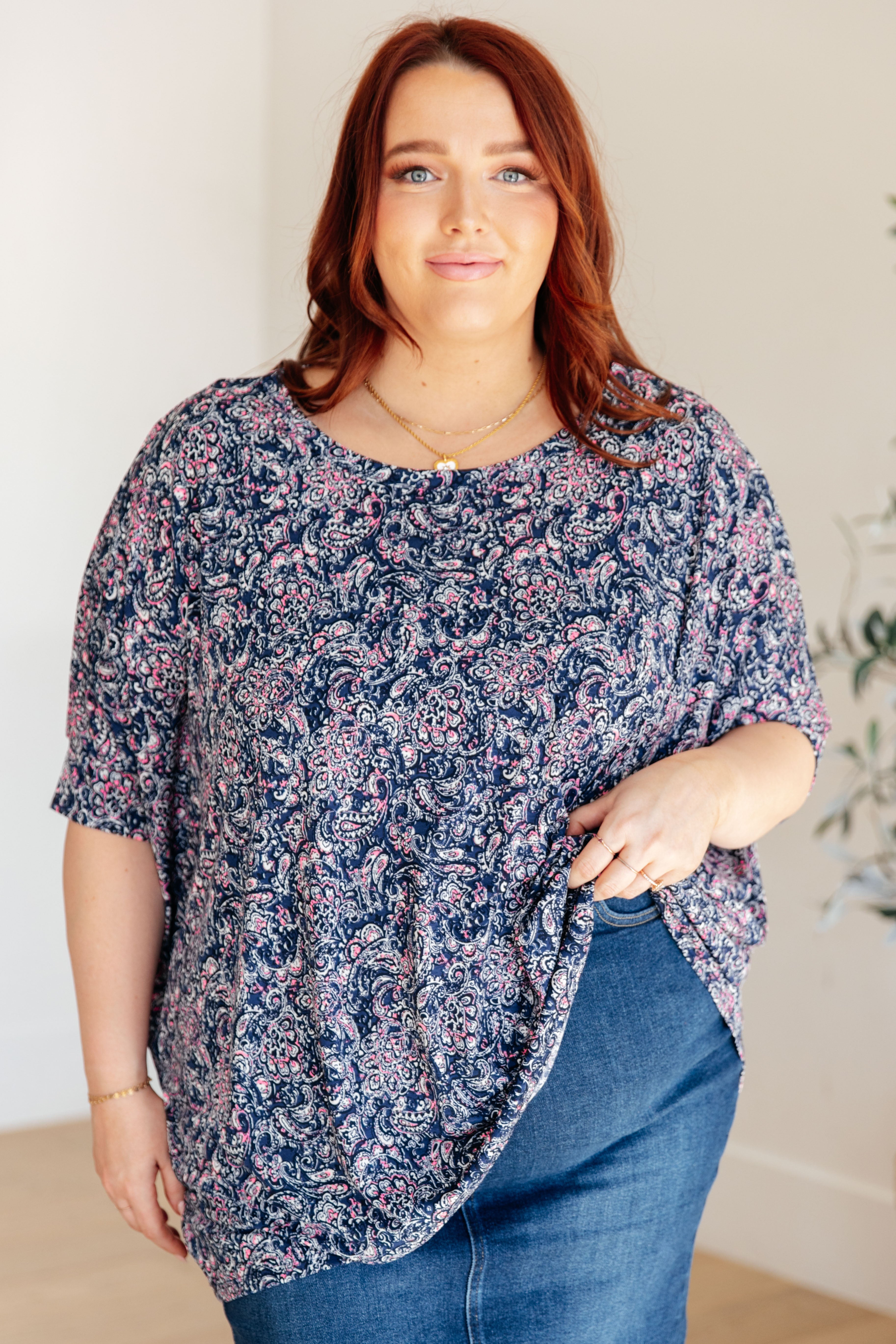 navy batwing top