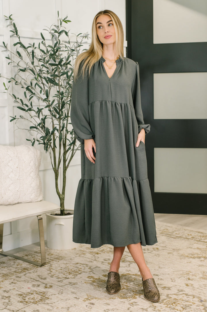 Soft Lines V-Neck Tiered Dress