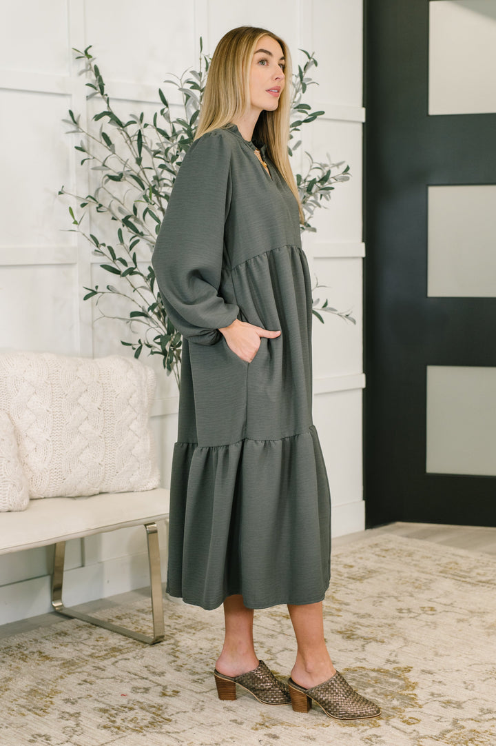 Soft Lines V-Neck Tiered Dress