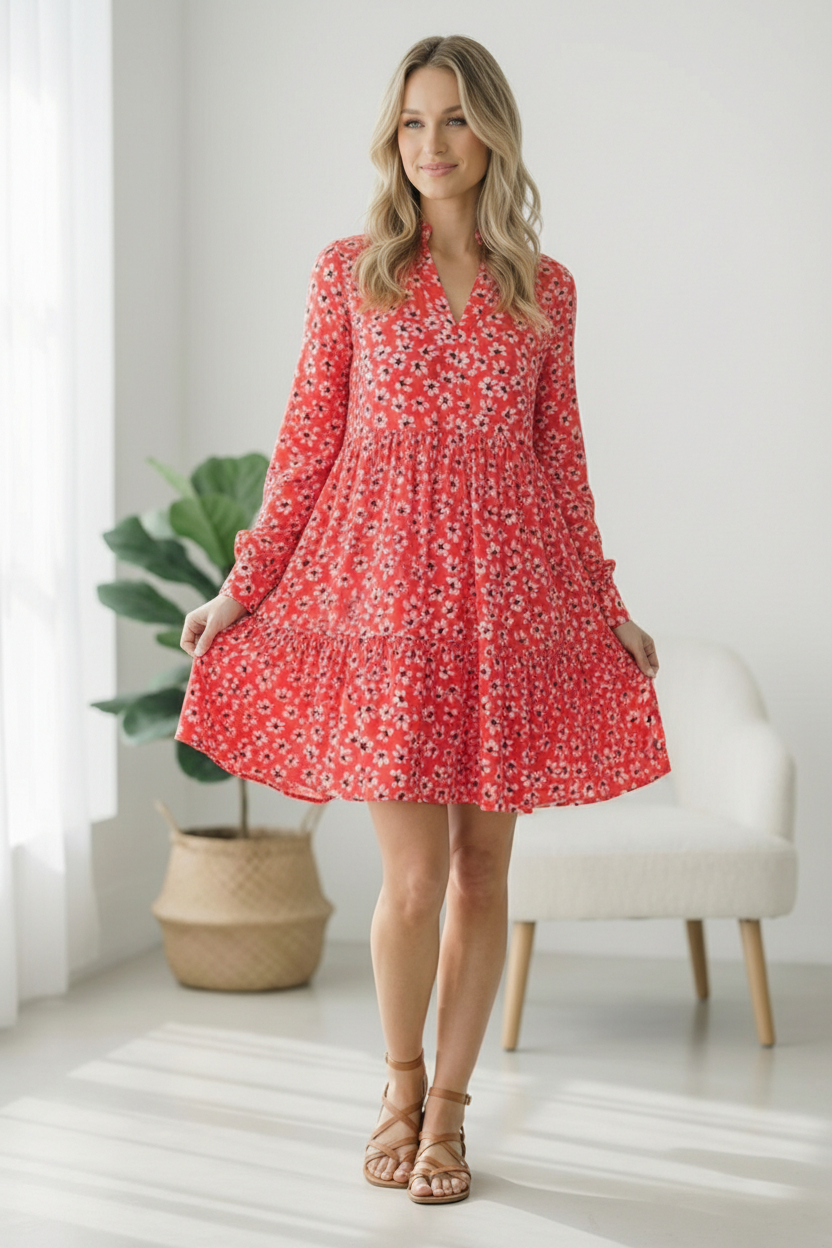 Cherry Blossom Twirl Floral Dress    Joy & Country