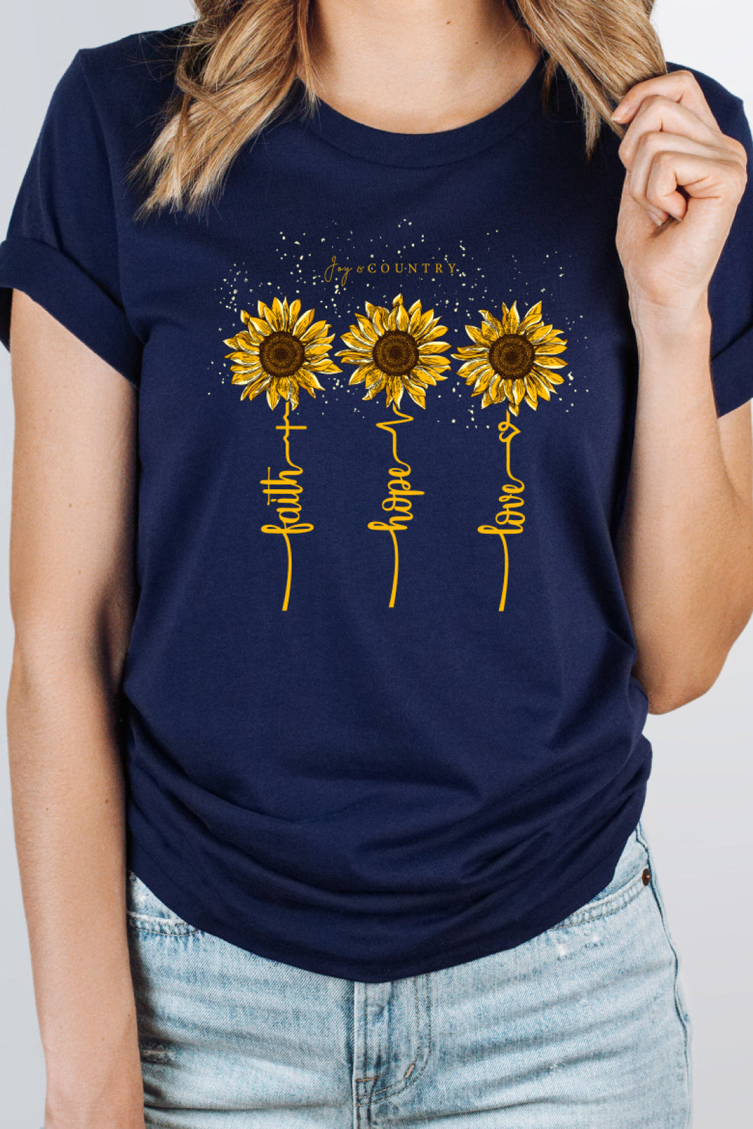 Faith, Hope & Love Sunflowers - Unisex Crew-Neck Tee   T-Shirt Joy & Country