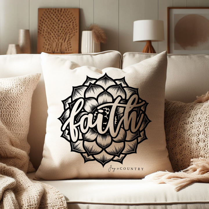 Forgiven Cross - Faith With Flower - 18x18 2-Sided Pillow (2 Pillows in 1)