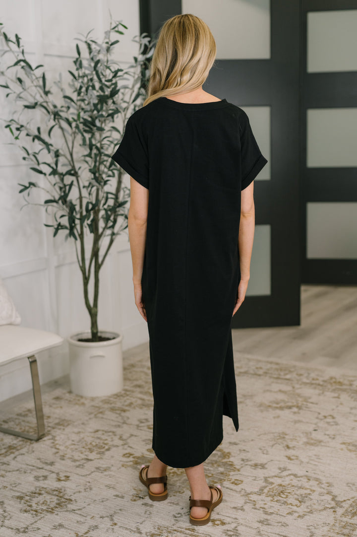 Fix You Right Up Short Sleeve Midi Dress in Black   Womens Joy & Country