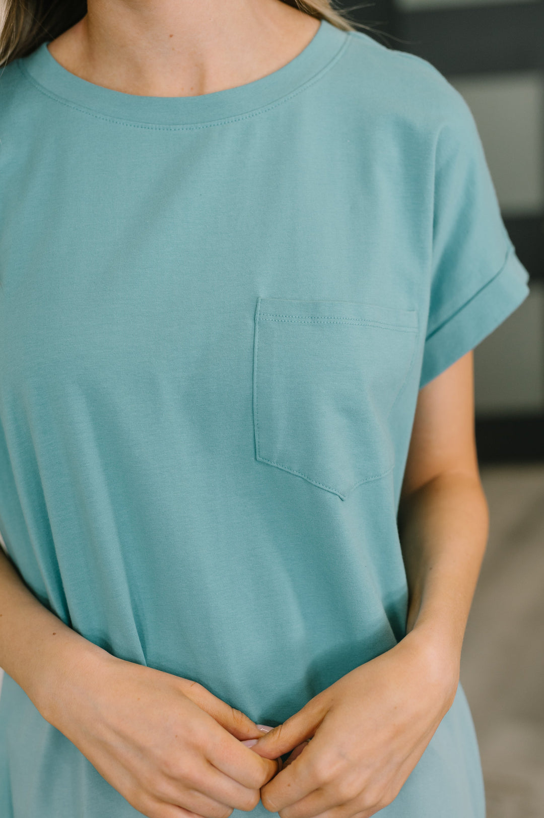 Fix You Right Up Short Sleeve Midi Dress in Dusty Teal   Womens Joy & Country