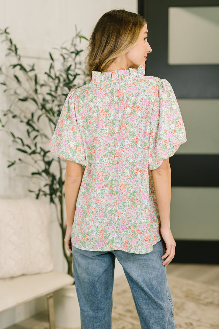 Flower Picking Notch Neck Blouse   Womens Joy & Country