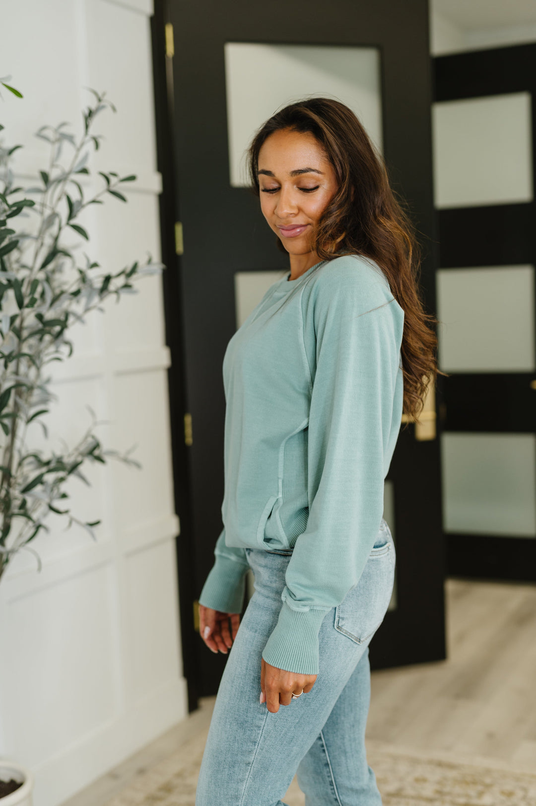 For the Experience Relaxed Pullover in Ash Blue   Womens Joy & Country