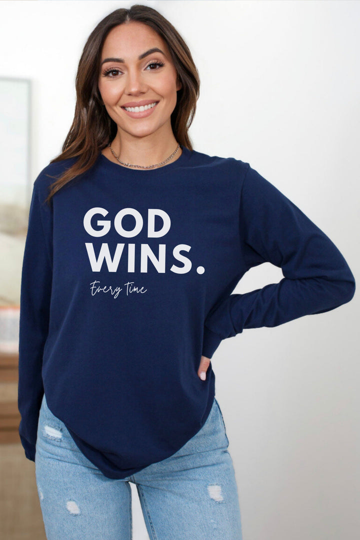 God Wins Every Time - Unisex Long-Sleeve Tee   Long-sleeve Joy & Country