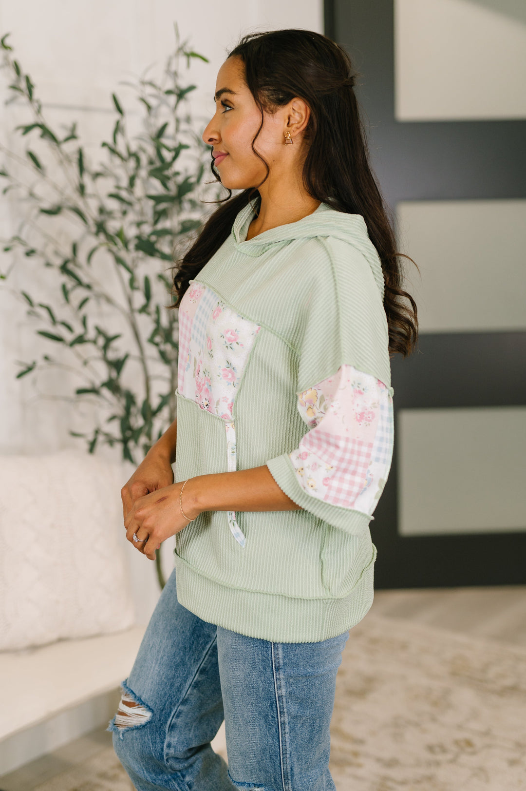 Get My Fixin' Cable Ribbed Knit Hooded Top   Womens Joy & Country