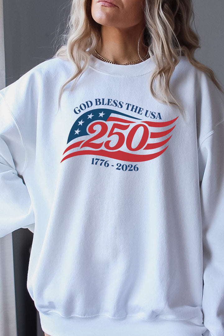 God Bless The USA 250th Anniversary 1776-2026 - Unisex Crew-Neck Sweatshirt   Sweatshirt Joy & Country