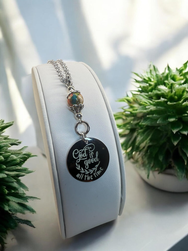 [PRE-ORDER] Engraved Scripture-Inspired Circle Car Charms With Natural Stones 2 [SHIPS IN 1-2 WEEKS] - Joy & Country