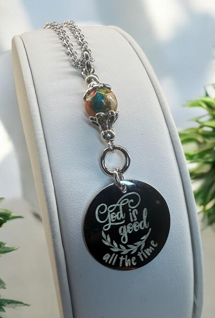[PRE-ORDER] Engraved Scripture-Inspired Circle Car Charms With Natural Stones 2 [SHIPS IN 1-2 WEEKS] - Joy & Country