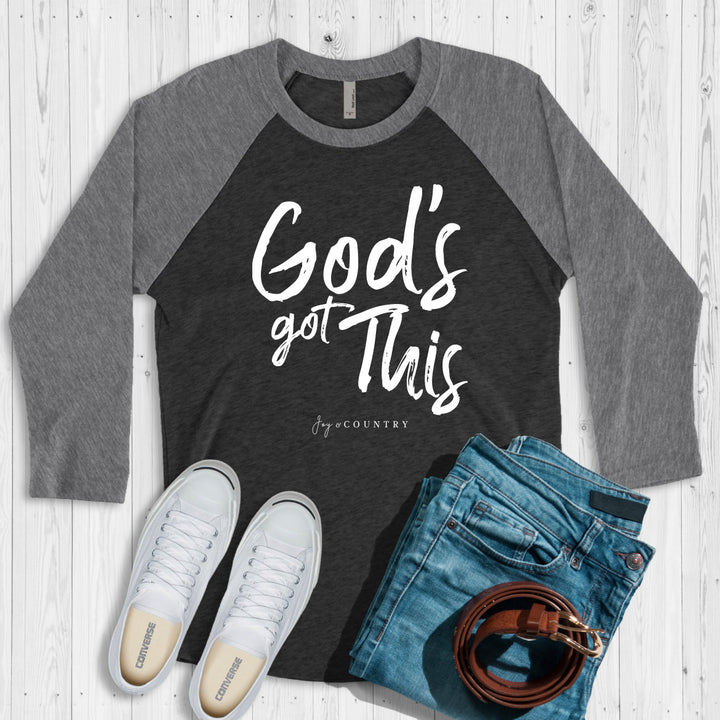God's Got This - Unisex Tri-Blend 3/4 Sleeve Raglan Tee   Long-sleeve Joy & Country