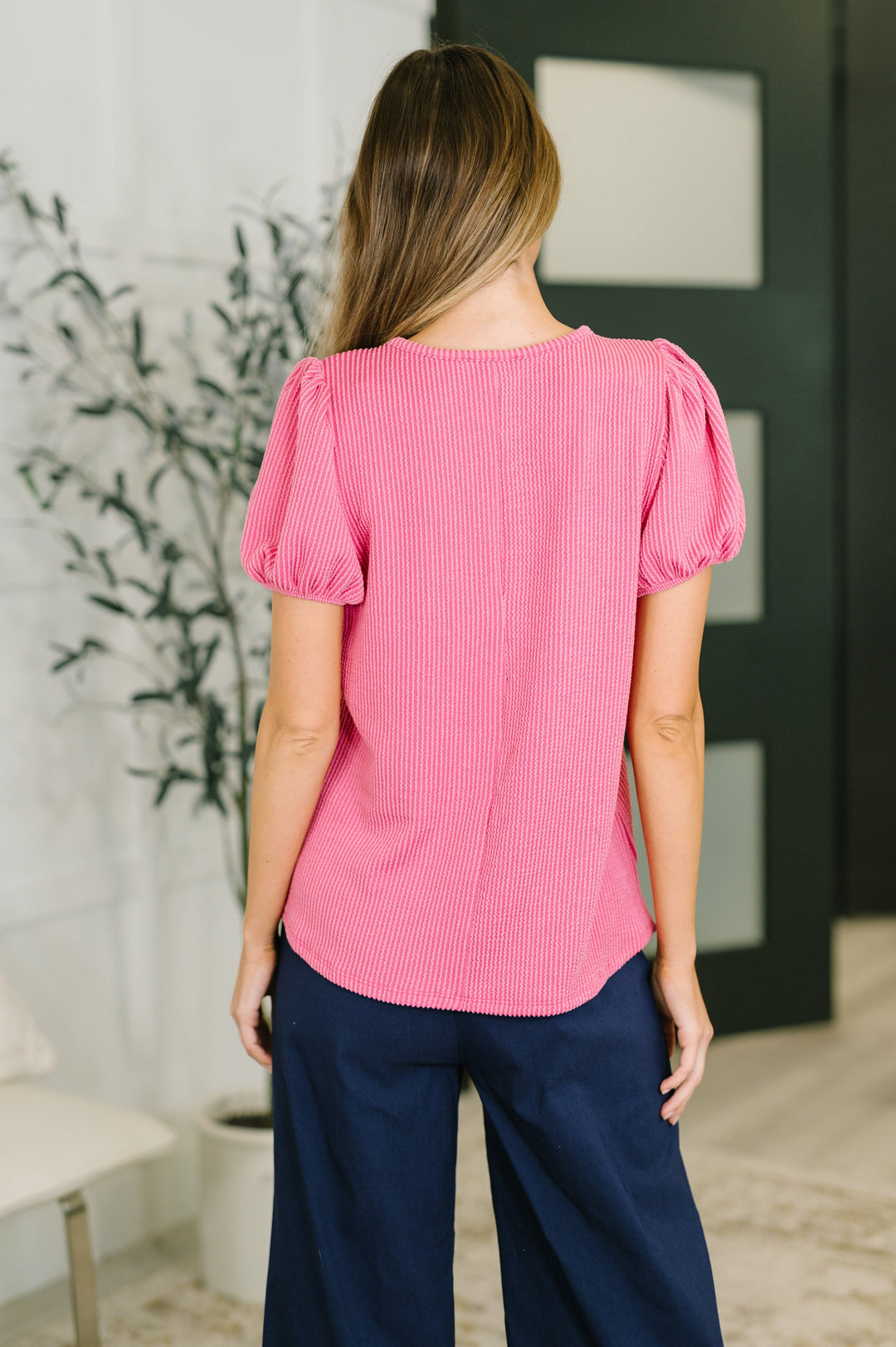 Grace & Virtue Balloon Sleeve Blouse in Fuchsia   Womens Joy & Country