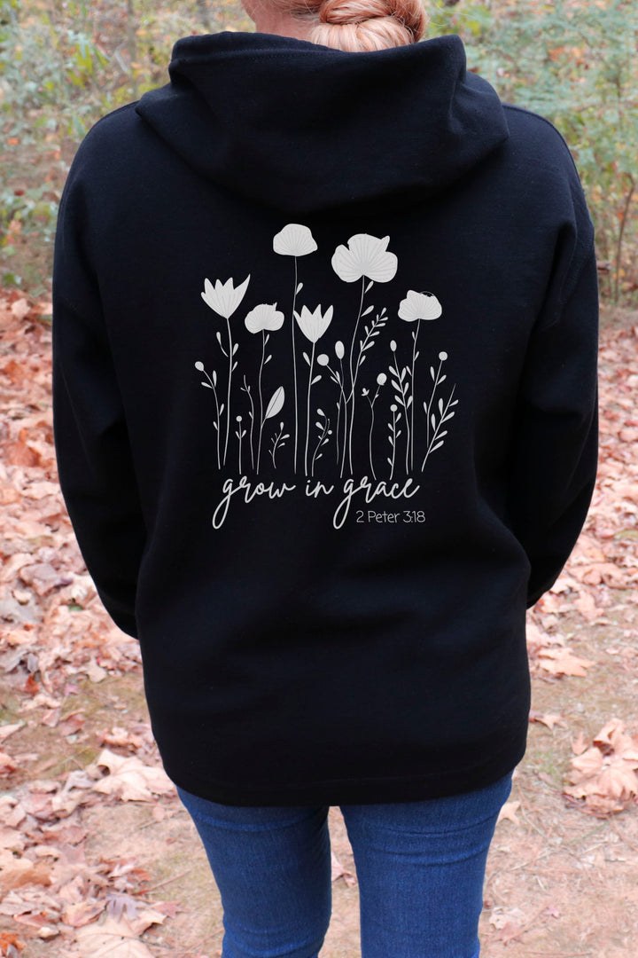 Grow In Grace 2 Peter 3:18 (2-Sided Front & Back Print) - Unisex Zip-Up Hoodie Sweatshirt   Hoodie Joy & Country